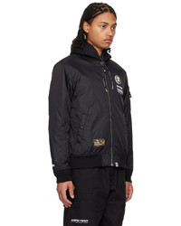 AAPE BY A BATHING APE Black Embroidered Bomber Jacket