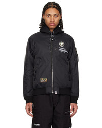 AAPE BY A BATHING APE Black Embroidered Bomber Jacket