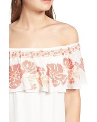 Sun & Shadow Embroidered Off The Shoulder Dress
