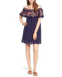 Sun & Shadow Embroidered Off The Shoulder Dress
