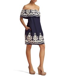 ECI Embroidered Off The Shoulder Dress