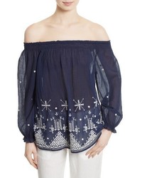 Joie Kistine Embroidered Off The Shoulder Blouse