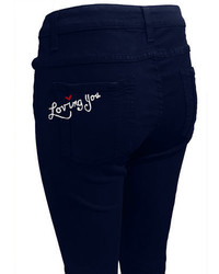 Navy Embroidered Pants