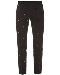 Fendi Light Bulb Embroidered Stretch Cotton Trousers