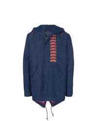Navy Embroidered Parka