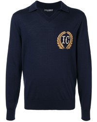 Dolce & Gabbana Crest Embroidered Knitted Polo Shirt