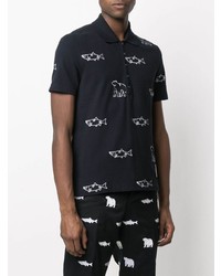Thom Browne Bear Fish Embroidered Polo Shirt