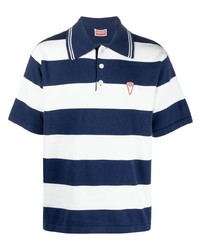 Kenzo Blue Embroidered Logo Stripe Polo Shirt