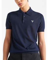 Prada Logo Embroidered Cashmere Polo Shirt