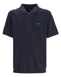 BOSS Logo Embroidered Half Zip Polo Shirt