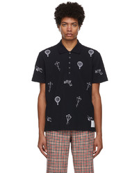 Thom Browne Navy Embroidered Sky Icons Polo