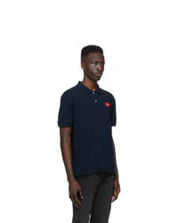 Comme Des Garcons Play Navy Heart Patch Polo