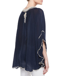 Johnny Was Embroidered Georgette Poncho Tunic Petite