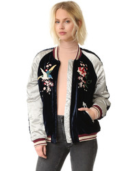 Free People Floral Embroidered Bomber