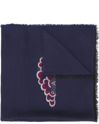 Navy Embroidered Scarf