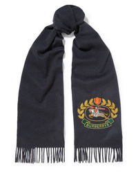 Burberry Fringed Embroidered Cashmere Scarf