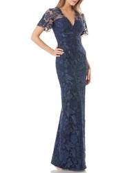 Carmen Marc Valvo Infusion Sequined Gown