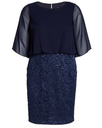 Alex Evenings Plus Size Sequin Embroidered Blouson Sheath Dress