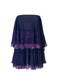 Talbot Runhof Tiered Sequined Sleeveless Dress