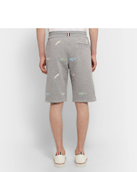Thom Browne Slim Fit Shark Embroidered Loopback Cotton Jersey Shorts