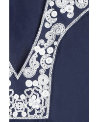 Diane von Furstenberg Embroidered Silk Long Sleeve Top