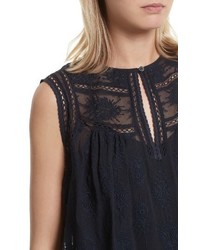 Rebecca Taylor Sheer Embroidered Silk Top