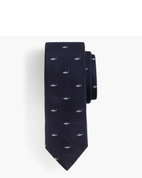 J.Crew English Silk Tie With Embroidered Sharks
