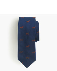 J.Crew Italian Silk Tie With Embroidered Dachshunds