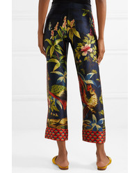 F.R.S For Restless Sleepers Tartaro Cropped Printed Silk Straight Leg Pants