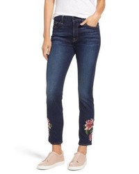 Jen7 Embroidered Ankle Skinny Jeans
