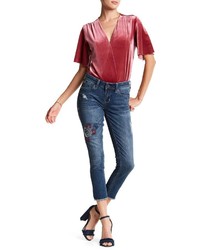 Seven7 Embroidered Patch Ankle Skinny Jeans