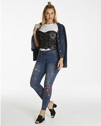 Embroidered Stepped Chloe Skinny Jeans Regular Length