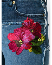 Dolce & Gabbana Floral Embroidered Distressed Skinny Jeans