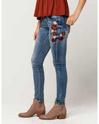 Indigo Rein Embroidered Floral Skinny Jeans