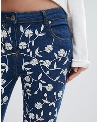 Parisian Floral Embroidered Skinny Jeans