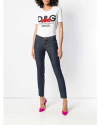 Dolce & Gabbana Rear Slogan Skinny Fit Jeans