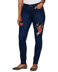 Martha Stewart Regular Floral Embroidered 5 Pocket Ankle Jeans