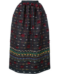 Oscar de la Renta Tassel Embroidered Skirt