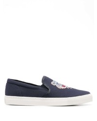 Navy Embroidered Slip-on Sneakers