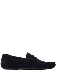 BOSS Navy Embroidered Loafers