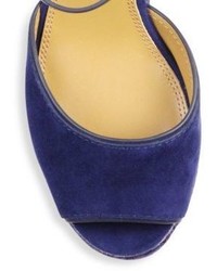 Tory Burch Trinity Embroidered Suede Wedge Sandals