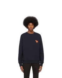 Ps By Paul Smith Navy Embroidered Zebra Sweatshirt