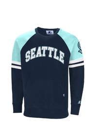 STARTE R Deep Sea Bluelight Blue Seattle Kraken Field Goal Raglan Pullover Sweatshirt In Navy At Nordstrom