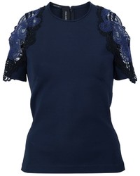 Yigal Azrouel Embroidered Cold Shoulder T Shirt