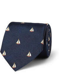Richard James Boat Embroidered Silk Tie