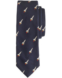 J.Crew English Silk Tie With Embroidered Rocket Ships