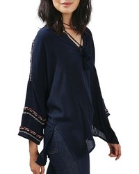 Topshop Embroidered Long Sleeve Tunic