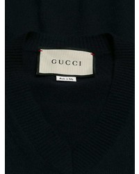 Gucci Embroidered V Neck Sweater