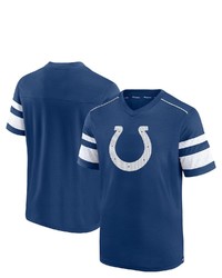 FANATICS Branded Royal Indianapolis Colts Textured Hashmark V Neck T Shirt