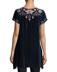 Johnny Was Nindi Embroidered Velvet Top Plus Size